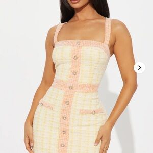 Fashion Nova Peach and Cream Midi Dress